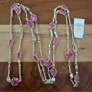NWT Kendra Scott Yazmin Gold Long Necklace in Berry Mix
